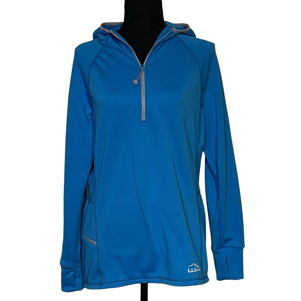 L.L.Bean Performance Hoodie Blue – Thumbholes, Zip Pocket, M Reg